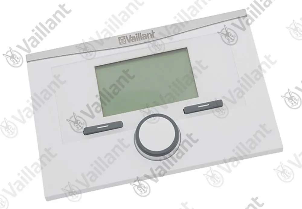 Weißes Steuergerät von Vaillant mit einem großen Display und Bedienelementen, geeignet zur Regelung von Heizsystemen.